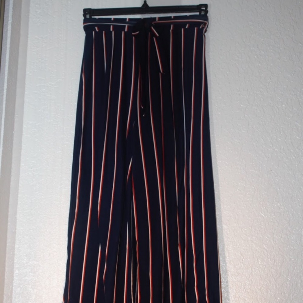 Blue, Red, and White Striped Pants